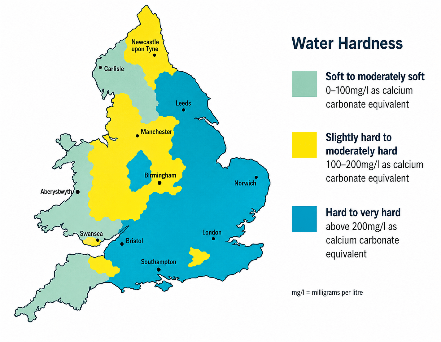 England Wales Water Hardness
